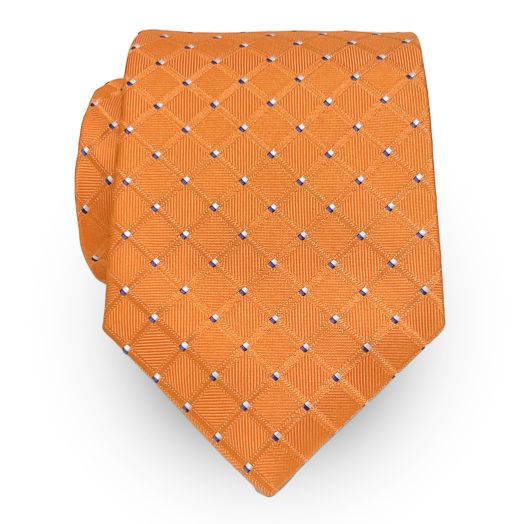 O'Connell's Woven Silk Necktie - Orange with Navy (099936)