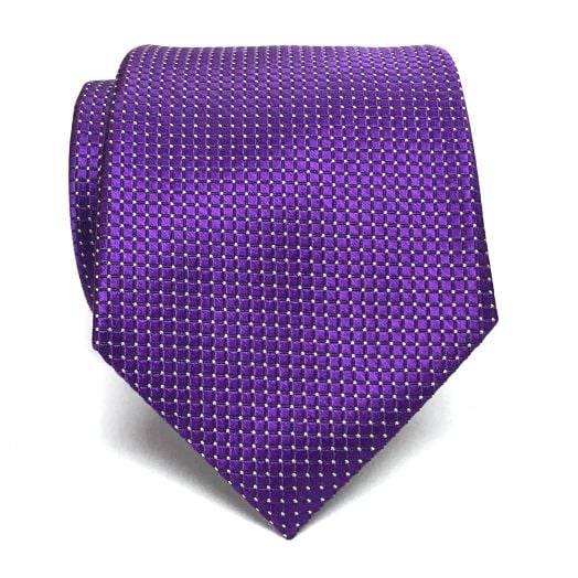 O'Connell's Woven Silk Necktie - Purple with White Pin Dot (086414)