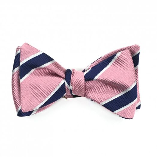O'Connell's Woven Silk Stripe - Pink, White & Navy (88237)