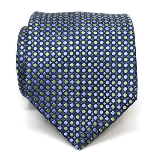 O'Connell's Woven Silk Tie - Circles - Navy, Sky & Green (91314)