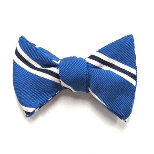 O'Connell's Woven Silk Twill Bow Tie - Blue with Navy & White (81809)