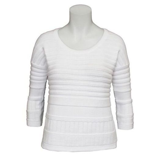 O'Connell's Women's Drop Shoulder Cotton Sweater - White (M6108)