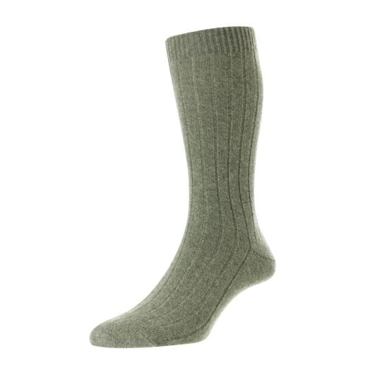 Pantherella Cashmere Mid-calf Socks - Moss Marl