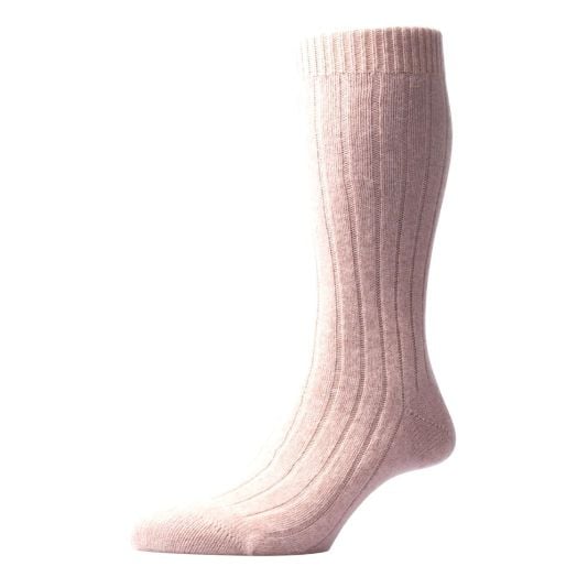 Pantherella Cashmere Mid-calf Socks - Oatmeal Marl