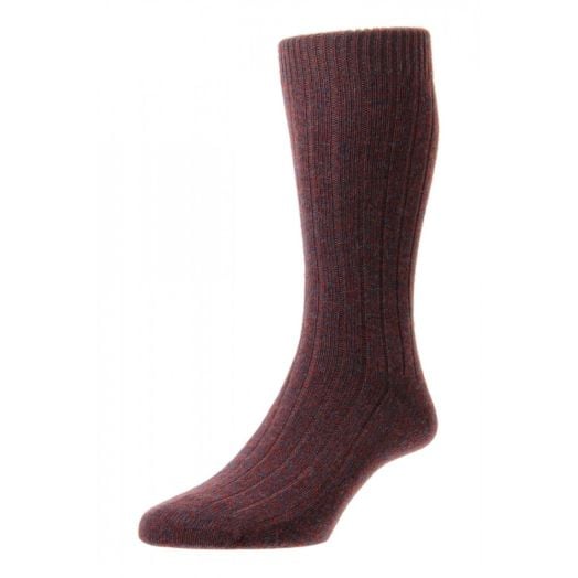 Pantherella Cashmere Mid-calf Socks - Rust Denim Marl