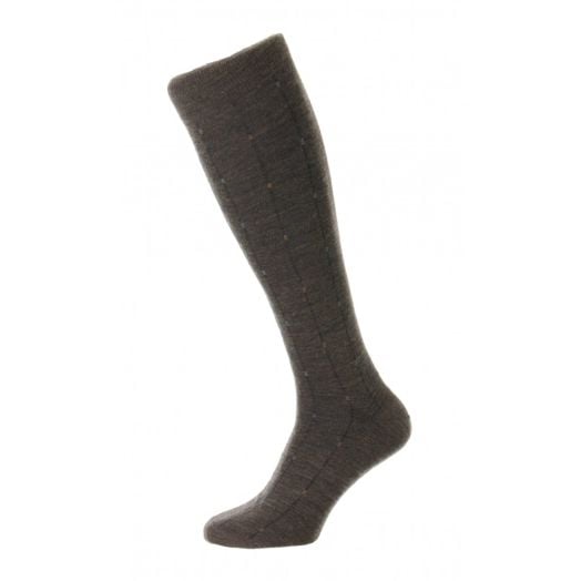 Pantherella Merino Wool Over-the-calf Socks - Pinstripe - Dark Grey