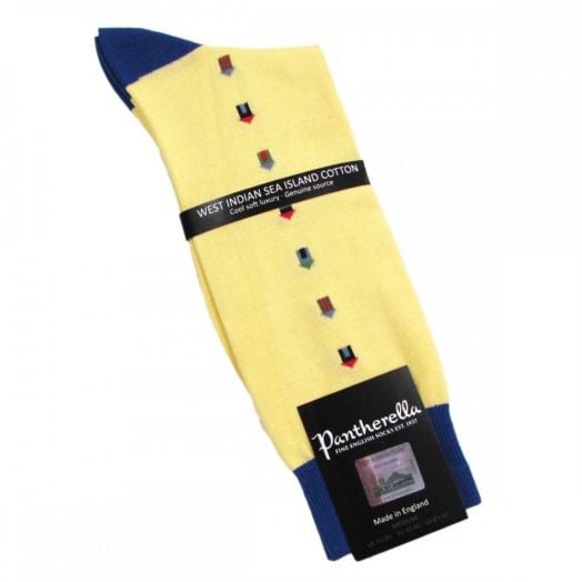 Pantherella Sea Island Cotton Socks - Beach Huts - Chamois (mid-calf)