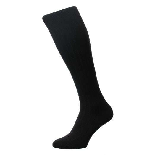 Pantherella Over-the-Calf Sea Island Cotton Socks - Black (70017)