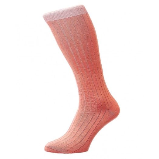 Pantherella Sea Island Cotton Socks - Soft Coral (mid-calf)