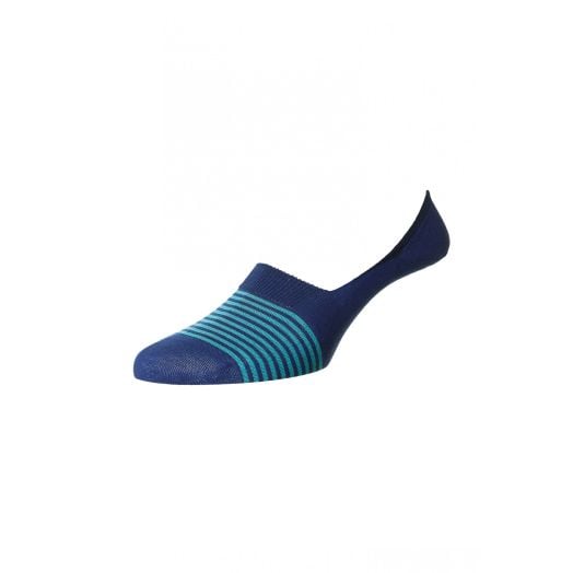 Pantherella Seinna Invisible Socks - Stripe - Ocean