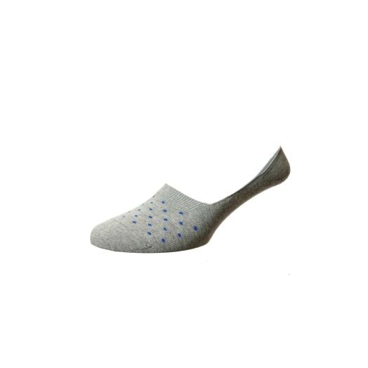 Pantherella St. Tropez Invisible Socks - Spots - Light Grey with Royal
