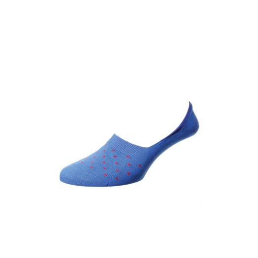 Pantherella St. Tropez Invisible Socks - Spots - Blue with Red