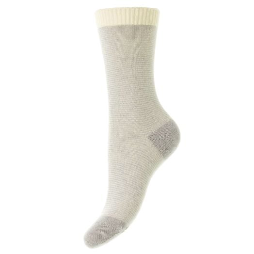 Pantherella Women's Cashmere Micro Stripe Socks - Light Grey (100047)