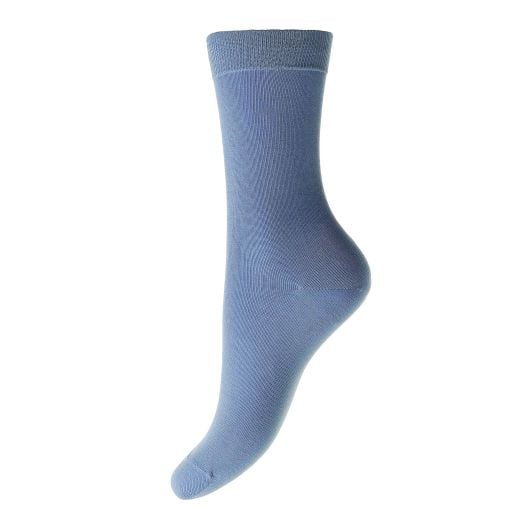 Pantherella Women's Cotton Flat Knit Ankle Socks - Denim (100985)