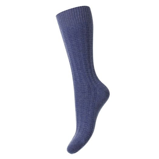 Pantherella Women's Textured Cashmere & Wool Sock - Denim (105891)