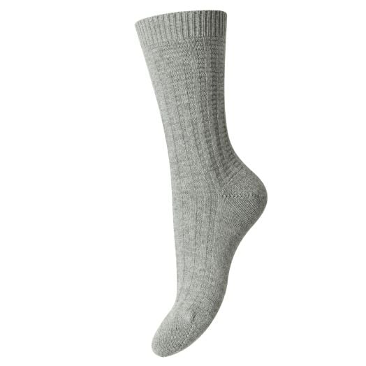 Pantherella Women's Textured Cashmere & Wool Sock - Light Grey (105889)