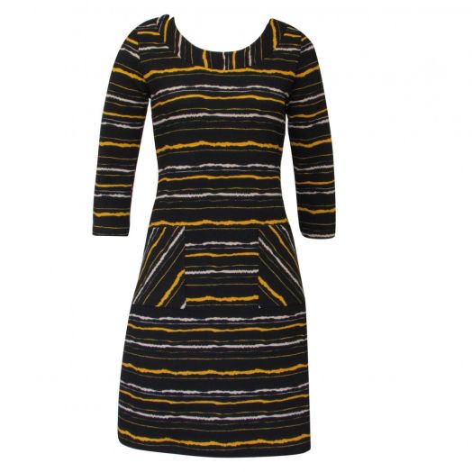 Papillon Blanc Knit Pique Dress - Navy & Yellow (9605)