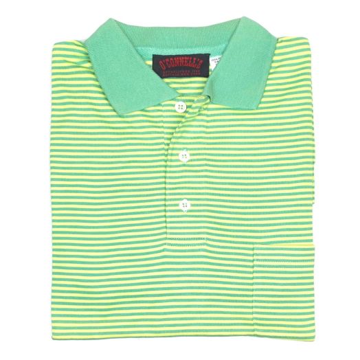 O'Connell's Pima Cotton Knit Striped Polo Shirt - Lime & Light Green (34)