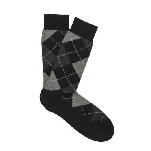 Pima Cotton midcalf Marcoliani Argyle Socks - Black