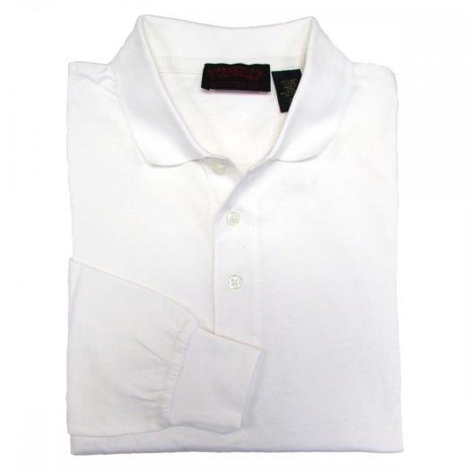 Pima Cotton Polo Long Sleeve Shirt - White