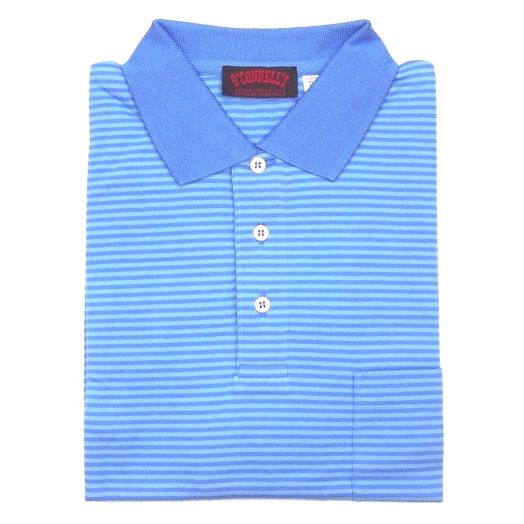 O'Connell's Pima Cotton Striped Polo Shirt - Lapis & Blue (60)