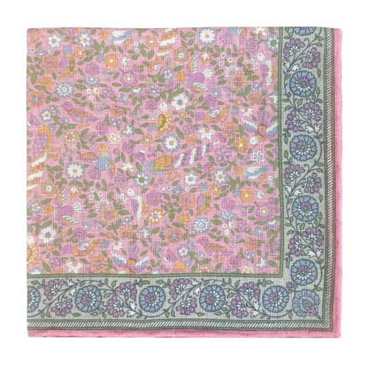 Robert Jensen Linen Pocket Square - Avian Floral - Pink (117208)