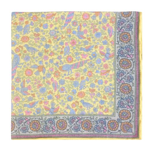 Robert Jensen Linen Pocket Square - Avian Floral - Yellow (117209)