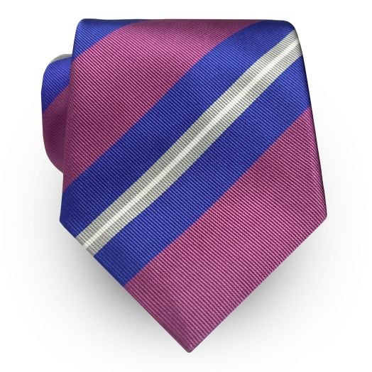 Robert Jensen Silk Necktie - Stripe - Lilac, Blue, Grey & White (106830)