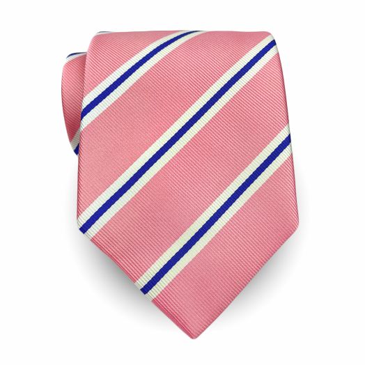 Robert Jensen Silk Necktie - Stripe - Pink with White & Navy (115167)