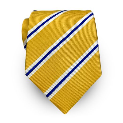 Robert Jensen Silk Necktie - Stripe - Yellow with White & Navy (115170)