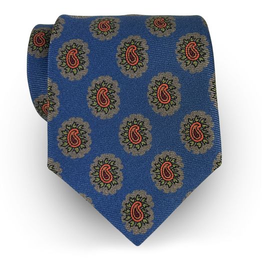 Robert Jensen Silk Print Necktie -Paisley - Blue (113990)