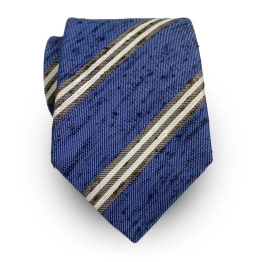 Robert Jensen Silk Shantung Tie - Bar Stripe - Navy (117201)