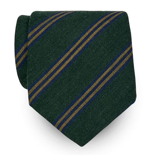 Robert Jensen Wool Necktie - Triple Stripe - Green, Royal & Gold (113229)