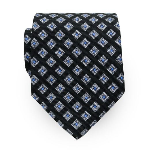 Robert Jenson 50 ounce Silk Print Tie - Neat - Black with Sky (109253)
