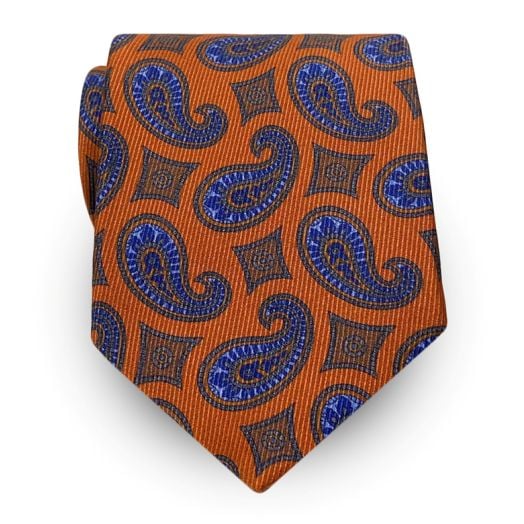 Robert Jenson 50 ounce Silk Print Tie - Paisley - Rust (109249)