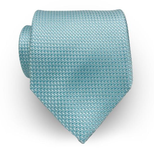 Robert Jenson Solid Woven Silk Necktie - Aqua (103396)