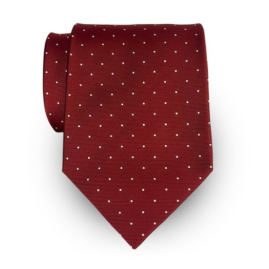 Robert Jenson Woven Silk Necktie - Pindot - Deep Red (117190)