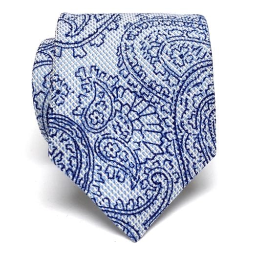 Robert Talbott 3 1/4" 'Best of Class' Silk Woven Tie - Paisley - Navy, Sky & White (096064)