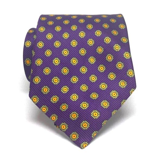 Robert Talbott 'Best of Class' Silk Woven Tie - Medallions - Purple, Olive & Orange (096004)
