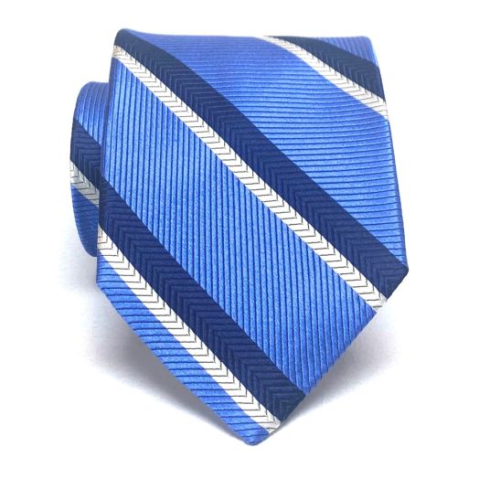 Robert Talbott 'Best of Class' Silk Woven Tie - Stripe - Blue, Navy & White (095989)
