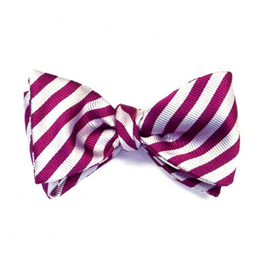 Robert Talbott Cricket Stripe Bow Tie - Fuchsia & White (67270)
