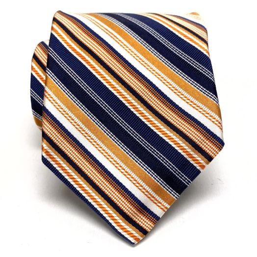 Robert Talbott 'Hand Sewn' Silk Woven Stripe Tie - Orange & Navy (099327)