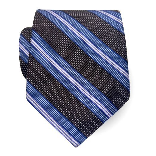 Robert Talbott 'Hand Sewn' Silk Woven Tie - Brown and Blue Stripe (106805)