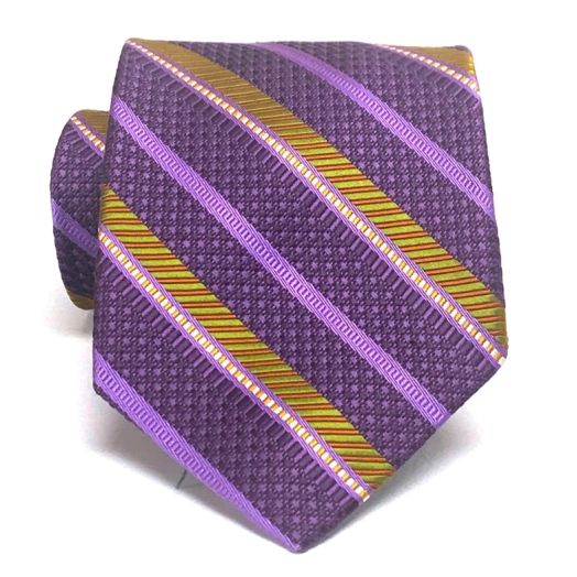 Robert Talbott 'Hand Sewn' Silk Woven Tie - Purple & Moss Stripe (095973)