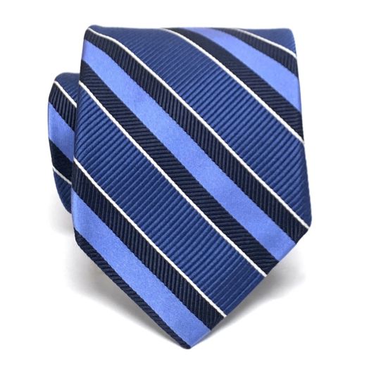 Robert Talbott 'Hand Sewn' Silk Woven Tie - Stripe - Navy & Blue (095980)