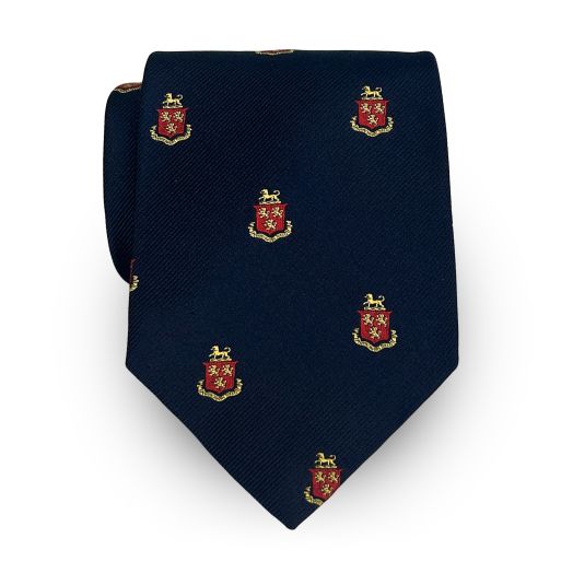 Robert Talbott Silk Club Tie - Lion Coat of Arms - Navy (118980)