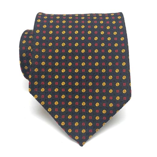 Robert Talbott Silk Woven Tie - Black with Yellow & Magento (096175)