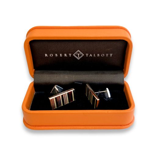 Robert Talbott Sterling Silver Cufflinks - Rectangle - Brown Multi (31241)