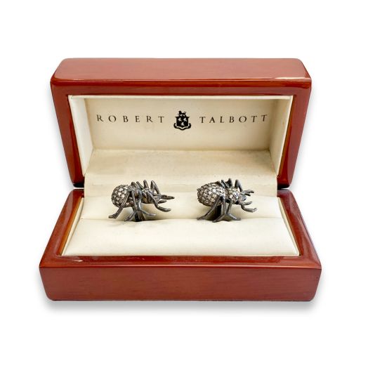 Robert Talbott Sterling Silver Cufflinks - Spiders (43338)