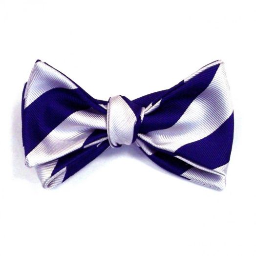 Robert Talbott Two Bar Stripe Bow Tie - Blue & White (59196)